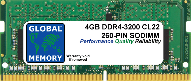 4GB DDR4 3200MHz PC4-25600 260-PIN SODIMM MEMORY RAM FOR TOSHIBA LAPTOPS/NOTEBOOKS